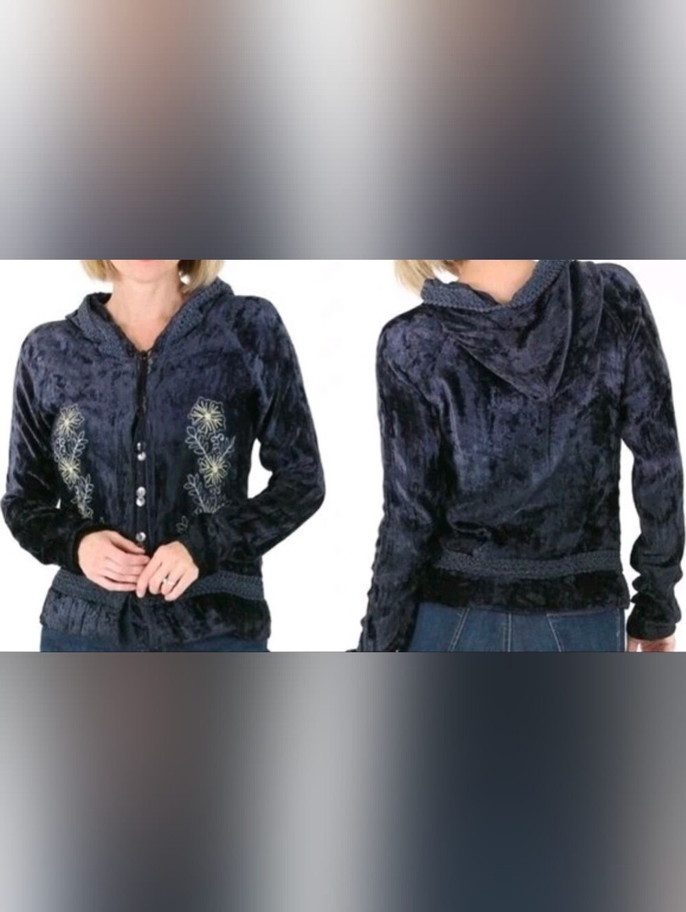 Lola P. 100% Cotton Velvet Hooded Ethereal Sweatshirt